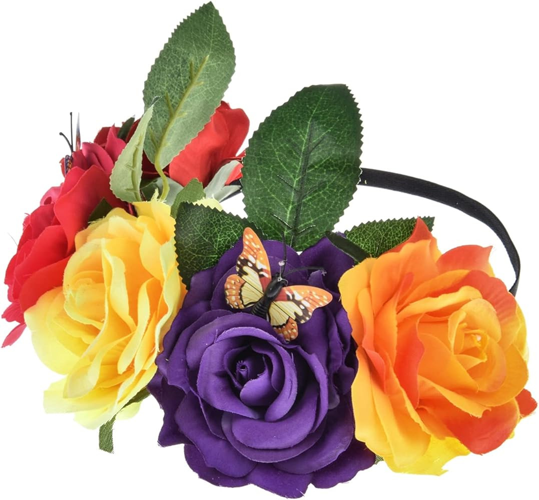 Vividsun Day of the Dead Headband Rose Flower Crown Party Cosplay Hair Accessories | Amazon (US)