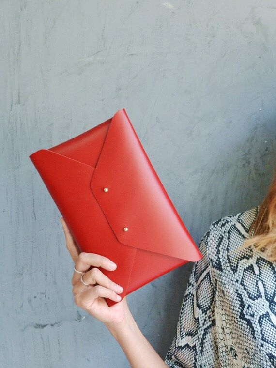 Red leather clutch bag / Red envelope clutch / Genuine leather / Leather bag / Bridesmaid gift / Red | Etsy (US)