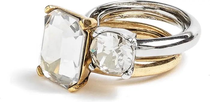 Oscar de la Renta Swarovski Crystal Interlocking Ring Set | Nordstrom | Nordstrom