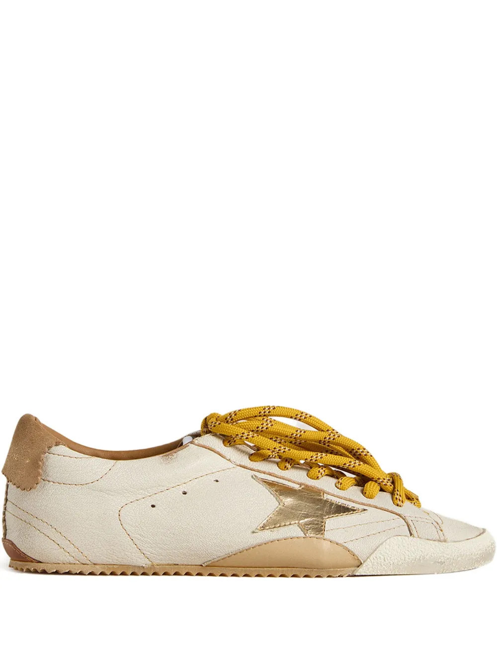 Golden Goose True-Star trainers in white nappa leather with gold star and beige suede heels tab - Neutrals | Farfetch Global