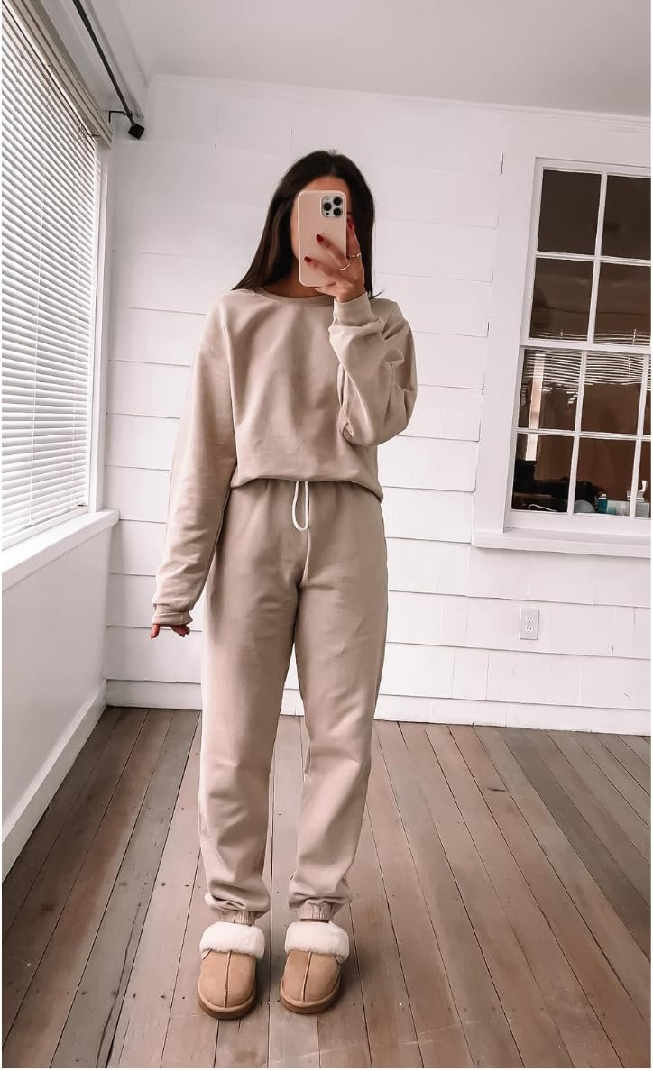 Amazon set🧸 wearing S in both, slippers true to size in color sand. Matching lounge set/slippers. 
 

 #LTKPetite