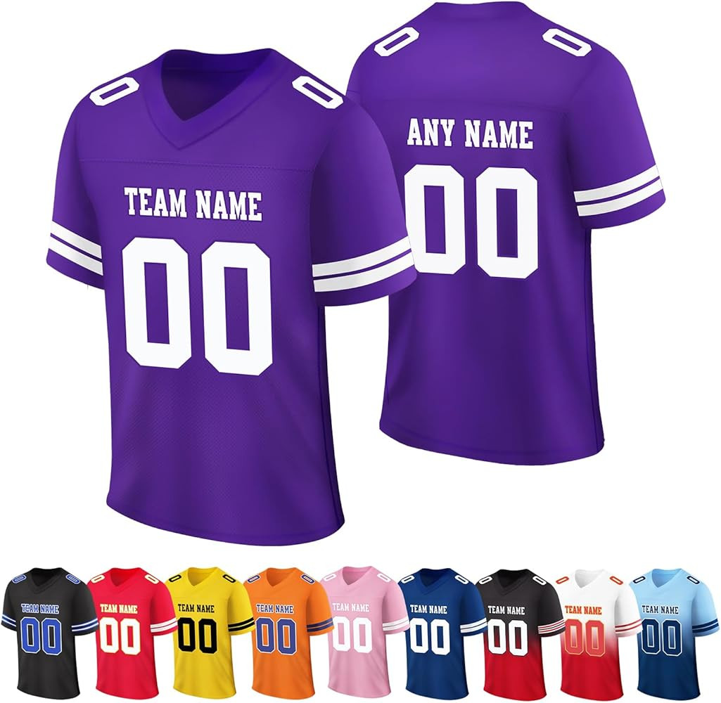 Custom Football Jersey Personalized Football Shirt Add Team Name Number Customized Football Unifo... | Amazon (US)