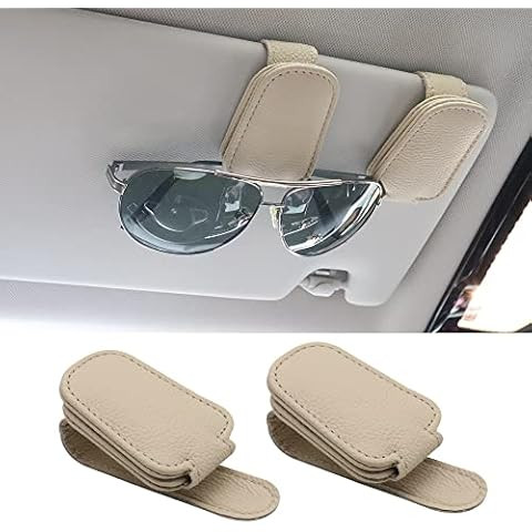 KIWEN Sunglasses Holders for Car Visor, Magnetic Leather Glasses Eyeglass Clip for Car, Ticket Ca... | Amazon (US)