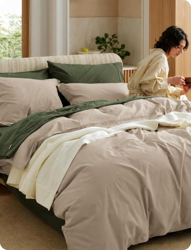 Bedsure PureWoven 100% Washed Cotton Duvet Cover Set, King Size, 3-PC | Amazon (US)