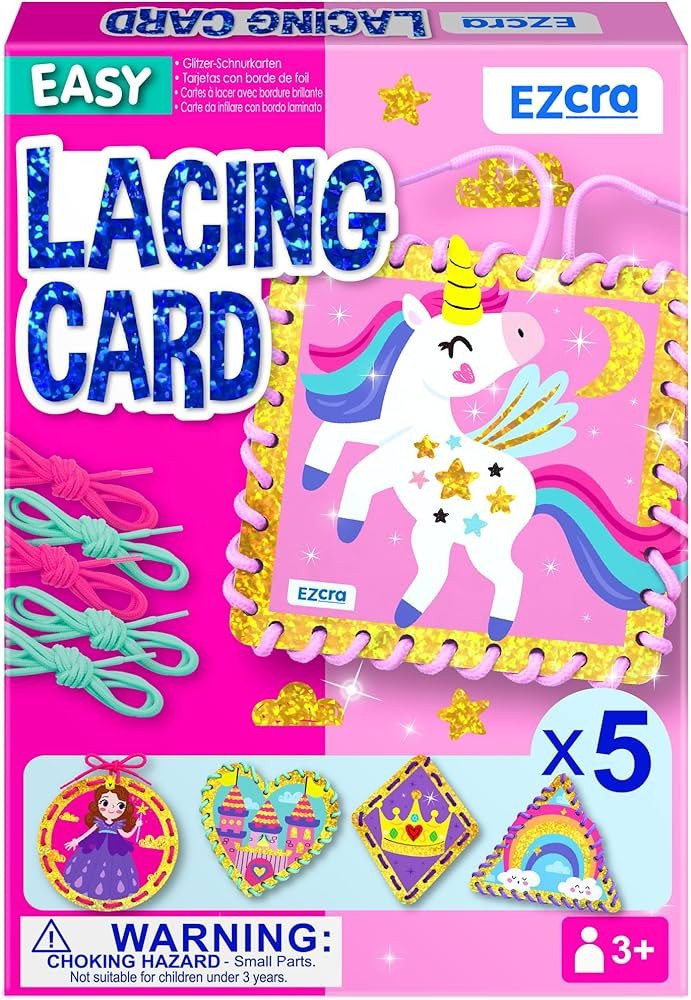 EZCRA Premium Lacing Cards for Kids Ages 3-6 | 5 Double-Sided Unicorn Princess Cards | Multilingu... | Amazon (US)