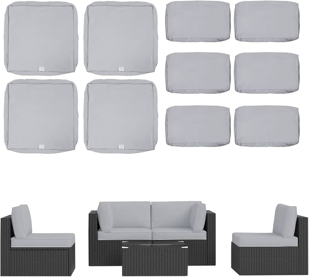 10 Pack Outdoor Patio Cushions Pillows Replacement Covers Fit for 5 Pieces 4-Seater Wicker Rattan... | Amazon (US)