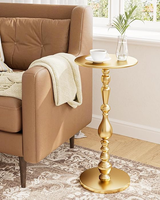 Art Deco Vintage Metal Gold End Table, 24" Height, Luxury Accent Table for Living Room, Small Spa... | Amazon (US)
