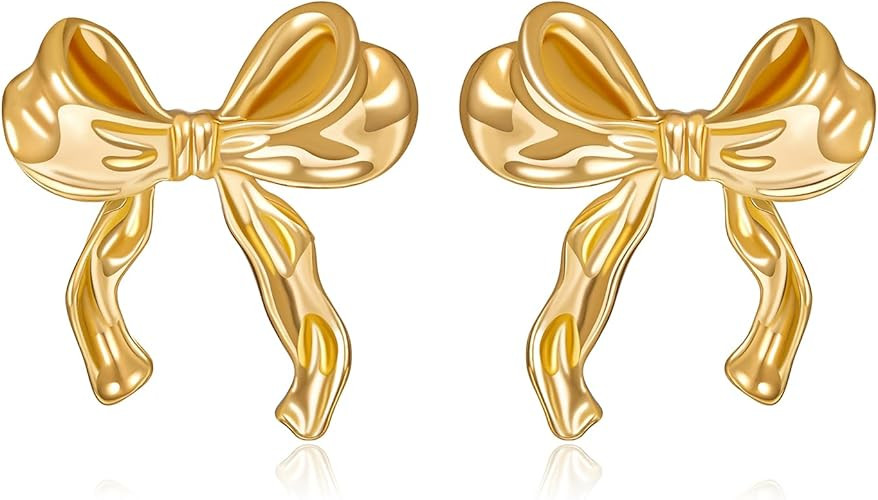 Gold Silver Bow Earrings for Women Classic Ribbon Bow Stud Earrings Cute BowKnot Earrings Bow Tre... | Amazon (US)