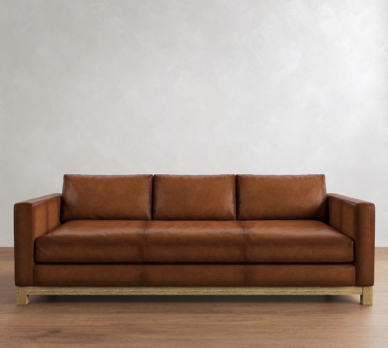 Jake Leather Seadrift Wood Base Sofa (63"–120") | Pottery Barn (US)
