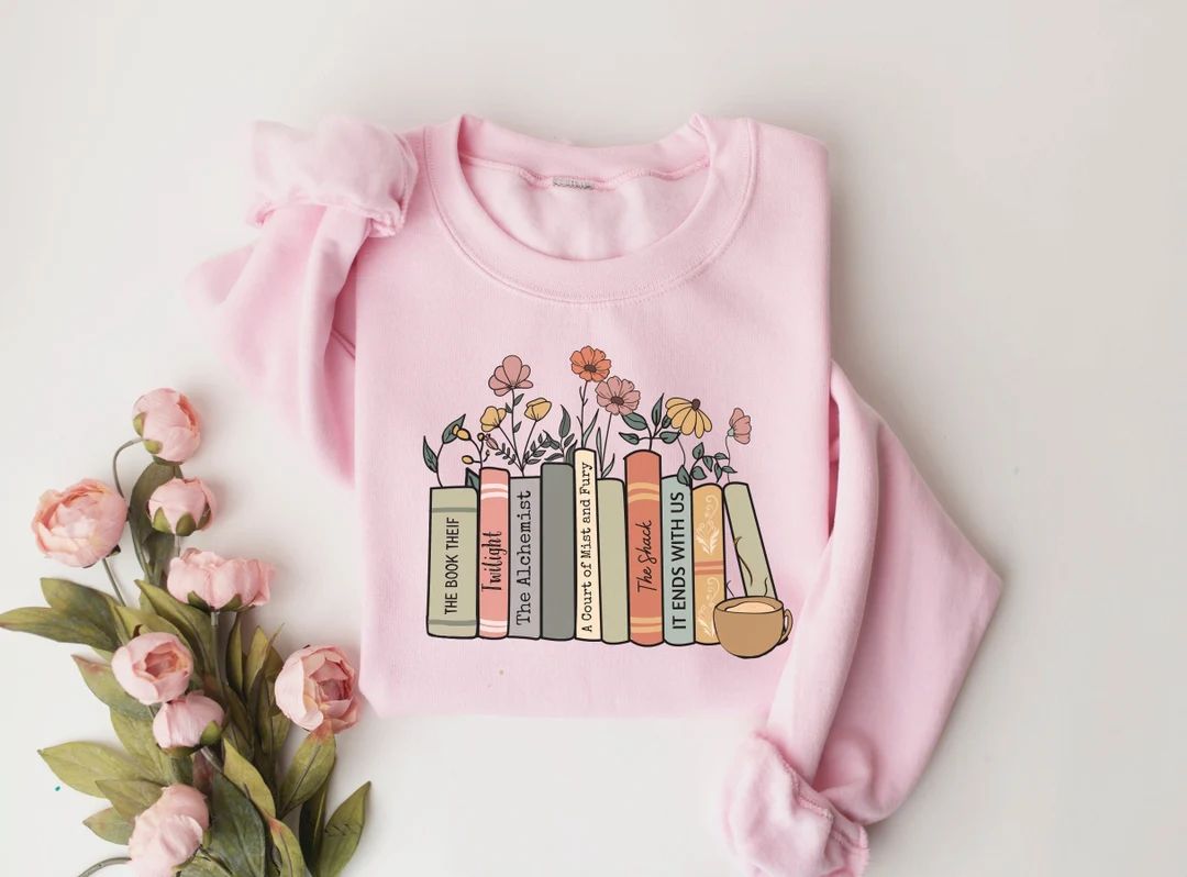 Custom Bookshelf Sweatshirt Personalized Book Crewneck Book - Etsy | Etsy (US)