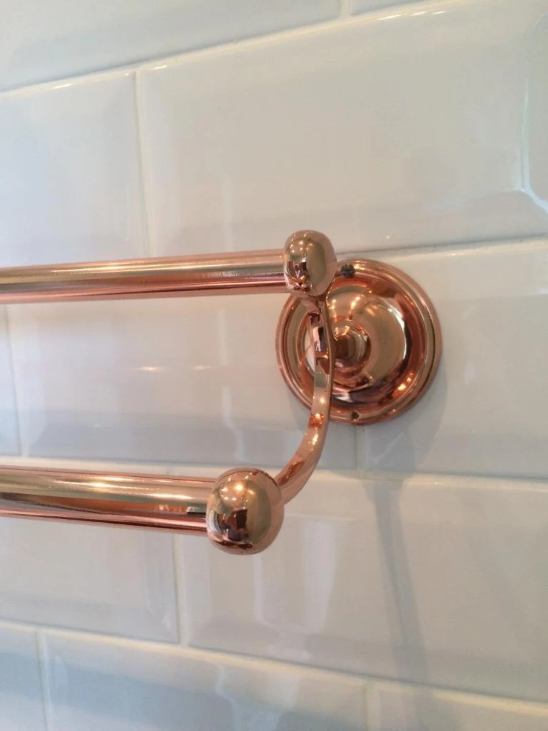 Double Plain Towel Rail, Solid Brass With a Plain Copper Finish, 60 Cm Wide. Matching Screws Prov... | Etsy (US)