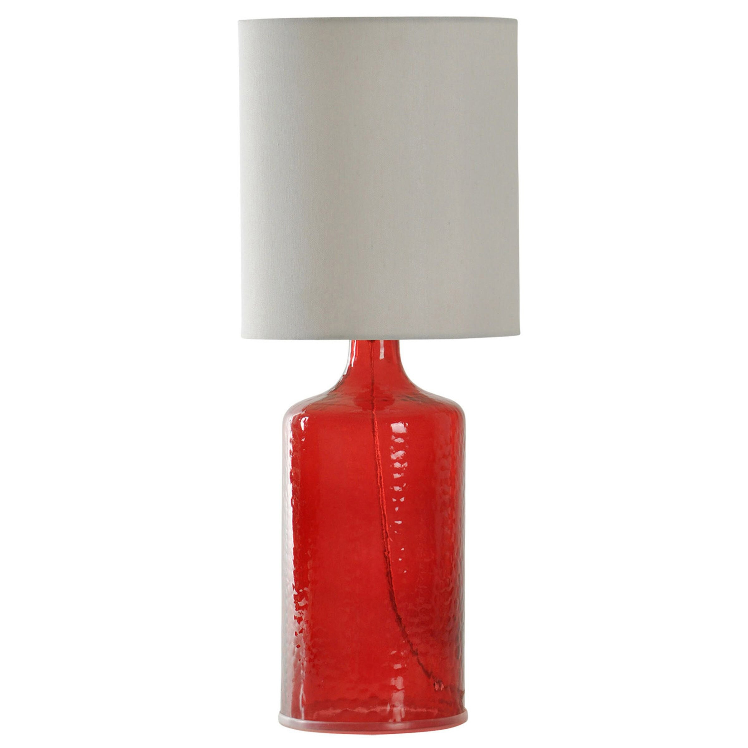 Seeded Glass Table Lamp - Cherry Red Finish - White Hardback Linen Shade | Bed Bath & Beyond