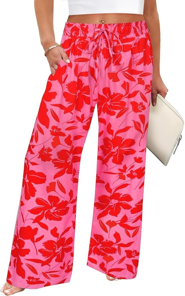 TIYOMI Plus Size Wide Leg Pants for Women Elastic Drawstring Pants High Waisted Lounge Pants XL-5... | Amazon (US)