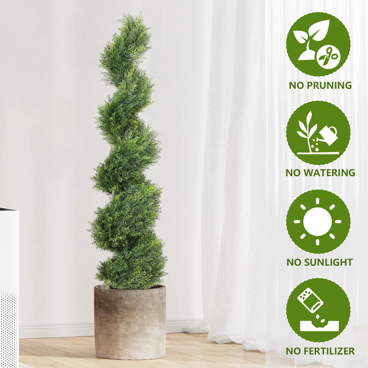 Artificial Potted Spiral Cedar Topiary (Set of 2) | Wayfair North America