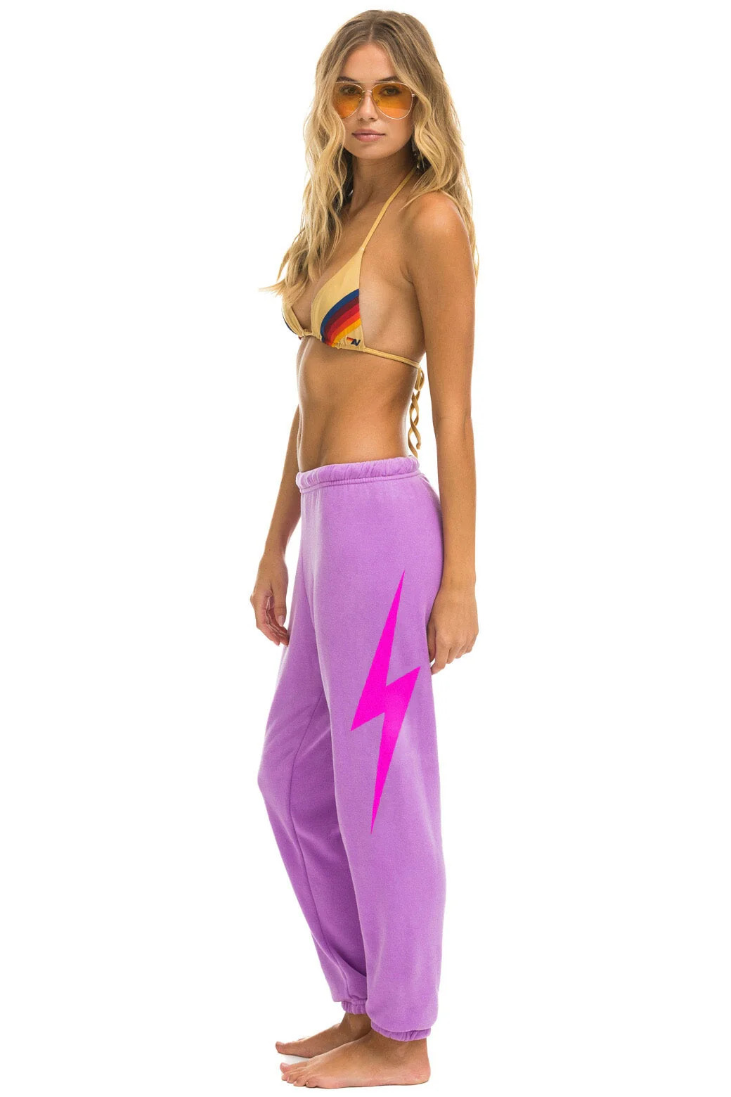 BOLT SWEATPANTS - NEON PURPLE // NEON PINK | Aviator Nation