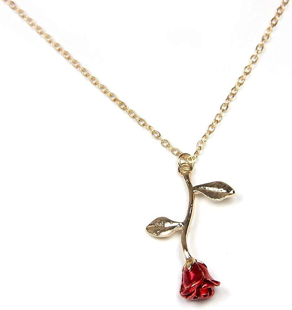 18k Gold and Silver necklaces women personalized long necklaces for women gold necklace rose pendant | Amazon (US)