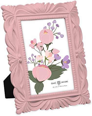 Isaac Jacobs 4x6 Pink Wave Textured Hand-Crafted Resin Picture Frame with Easel & Hook for Tablet... | Amazon (US)
