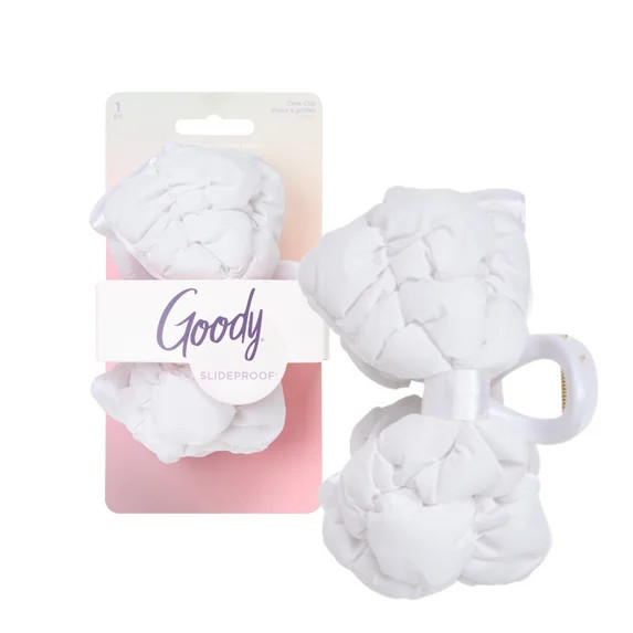 Goody Luxe Puffer Bow Claw Clip Winter White Quilted SlideProof 1 Count | Walmart (US)