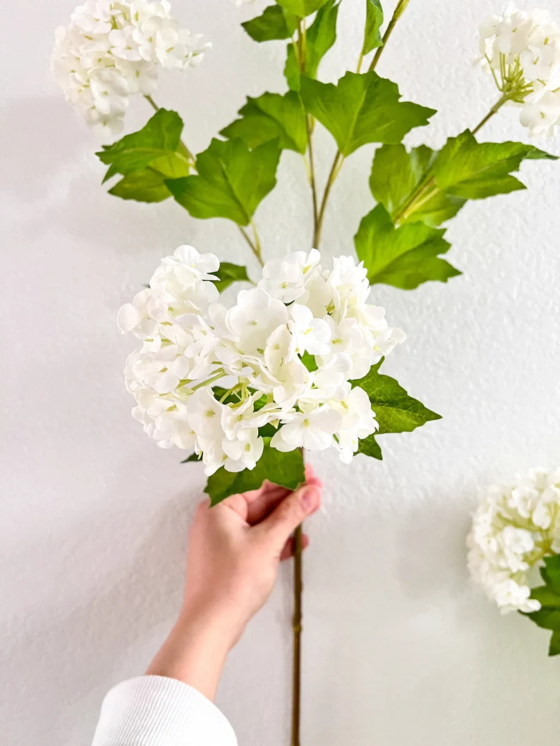 Real Touch White Snowball Hydrangea Stem (pack of 3 Stems), Artificial Snow Ball Hydrangea Stem, ... | Etsy (US)