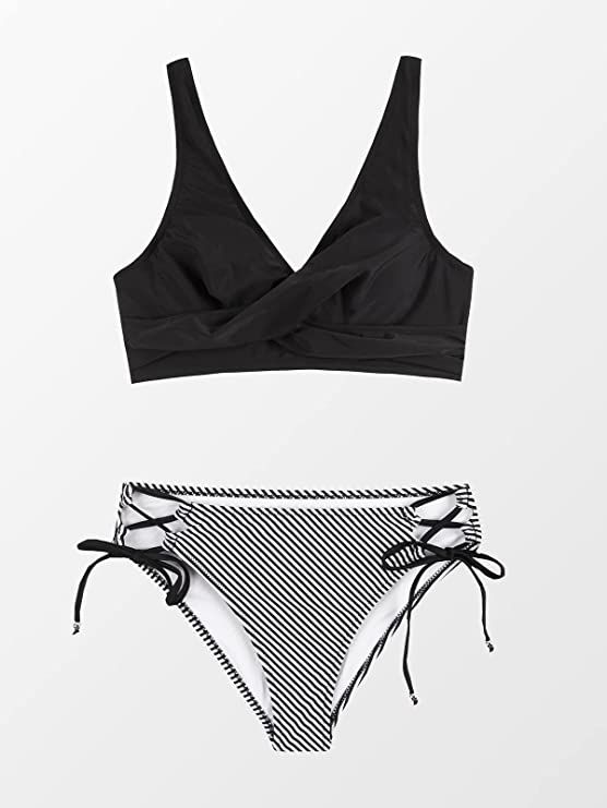 CUPSHE Women's Bikini Swimsuit Front Cross Lace Up Two Piece Bathing Suit       Add to Logie | Amazon (US)