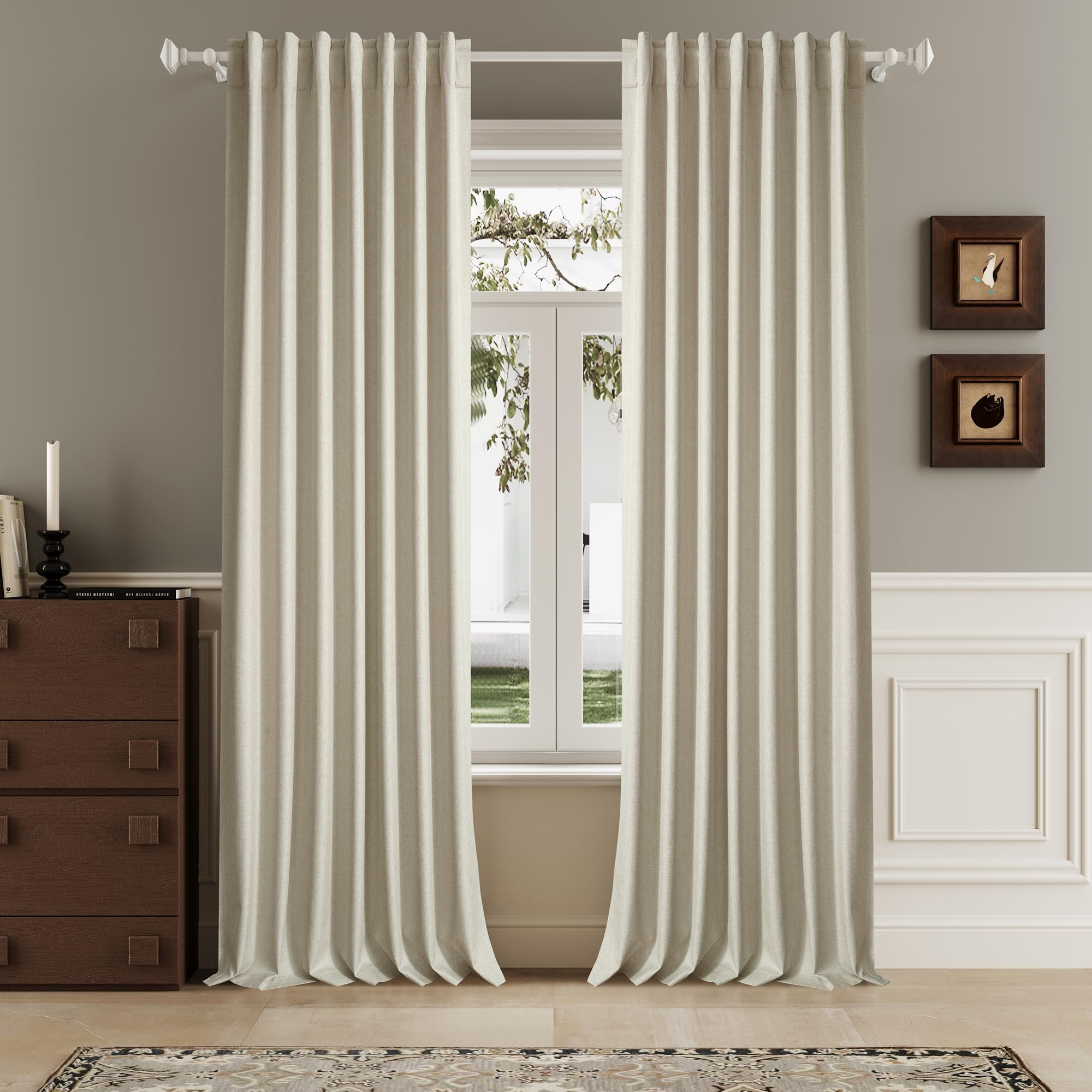 96 Inch Curtains 2 Panel Set Farmhouse Blackout Heat Reducing Sun Block Out Curtains for Bedroom ... | Amazon (CA)