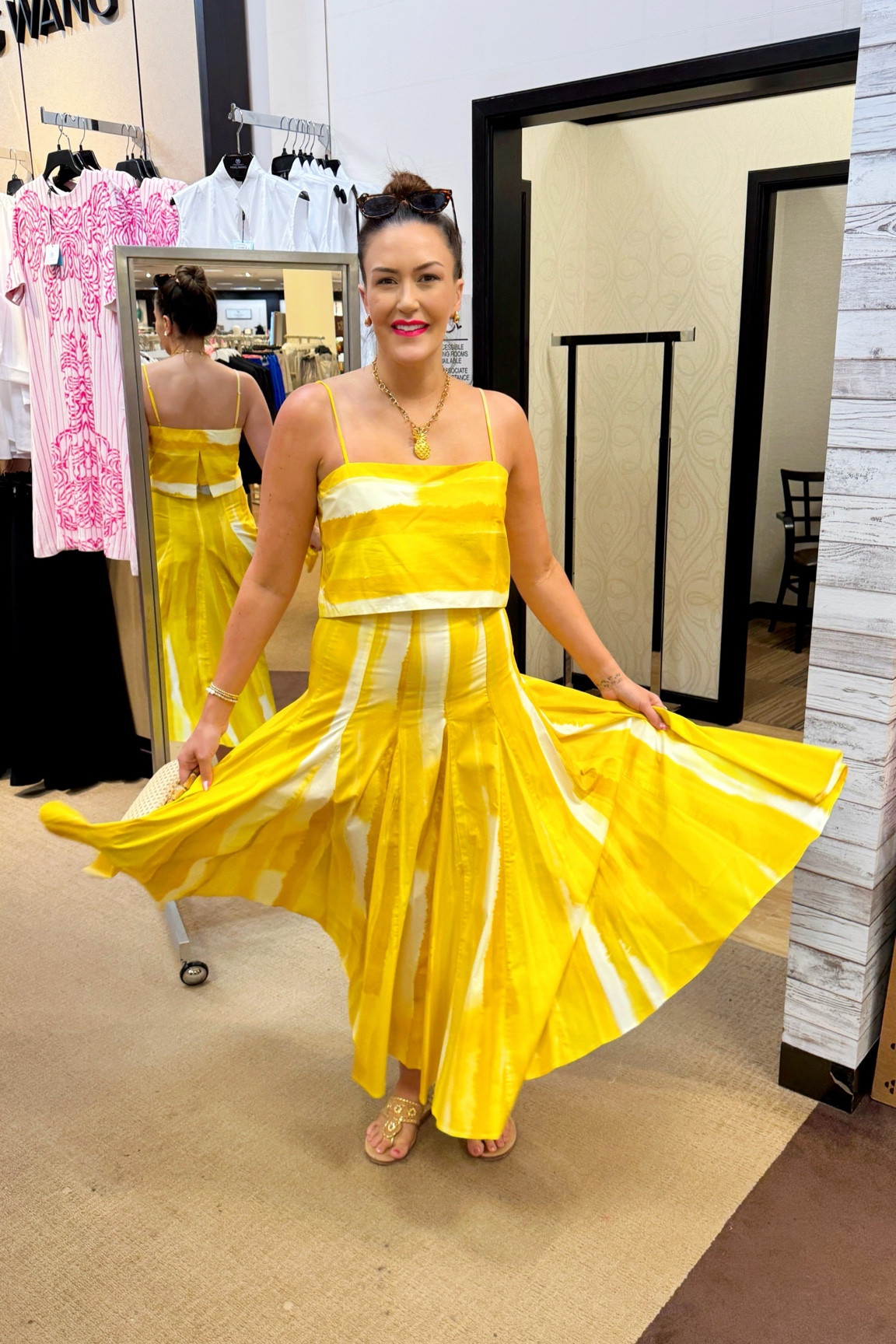 This beautiful set is a new collaboration with M.G. Style x Antonio Milani at Dillards! Such a beautiful yellow print for summer 🍋☀️💛

Love that it comes as a 2 piece set so you don’t need to purchase both pieces separately! It does not have a liner so it’s perfect for the summer heat 🔥

I’m 5‘6“ and find this set run slightly small. I’m wearing a size 6 and it’s very fitted! Go up one if you’re between sizes ✨

#LTKtravel #LTKstyletip #LTKSeasonal