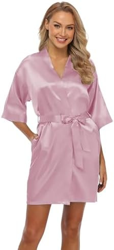 iFigure Roupão feminino sedoso, leve, cetim, quimono, noiva, madrinha, festa de casamento, roup... | Amazon (BR)