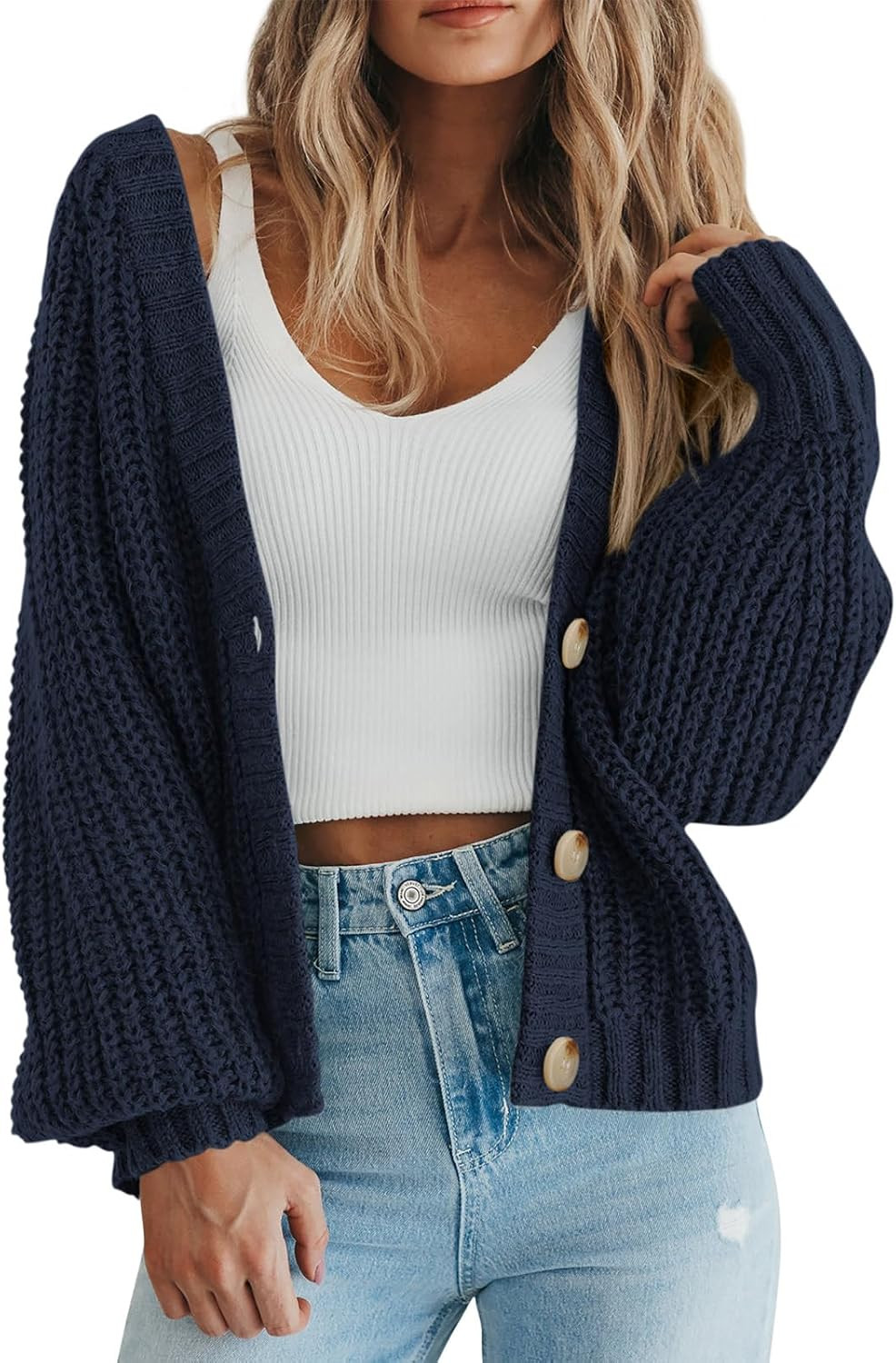 PRETTYGARDEN Women's Chunky Knit Open Front Cardigan Sweaters Fall Outfits | Amazon (US)