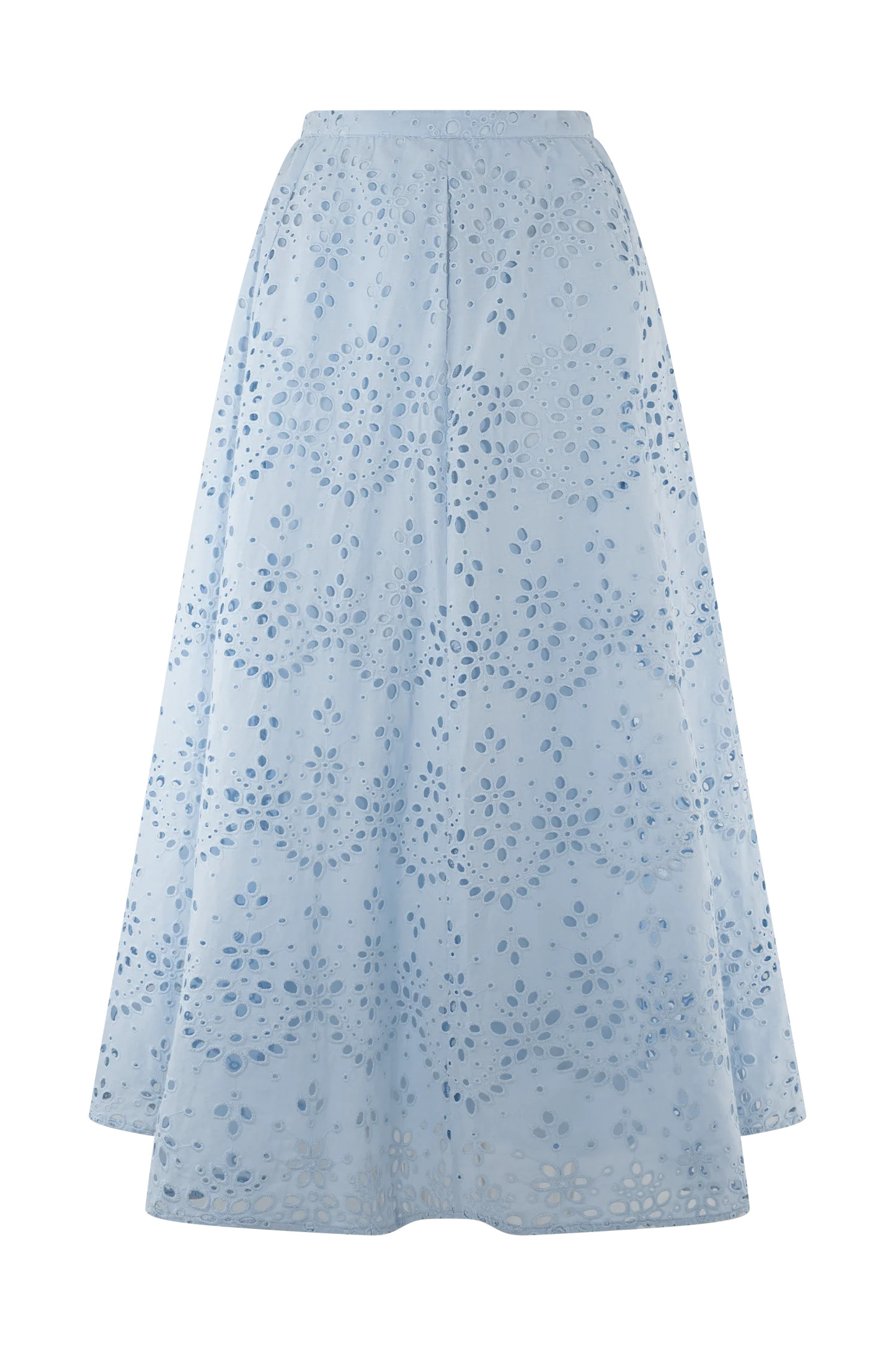 Arla Broderie Midi Skirt - Pale Cornflower Blue | MESHKI US