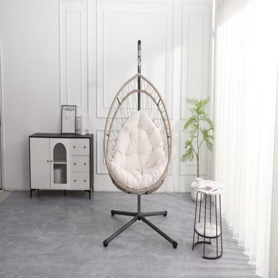 YOOCOZZ  Egg-shaped Hanging Chair with Stand - Beige | Target