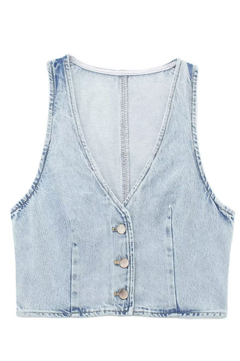 Denim Crop Vest | Sexy Modest