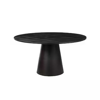 Alpine Furniture Cove Vintage Black Wood 59 in Pedestal Dining Table Seats 6 3859-01 - The Home D... | The Home Depot