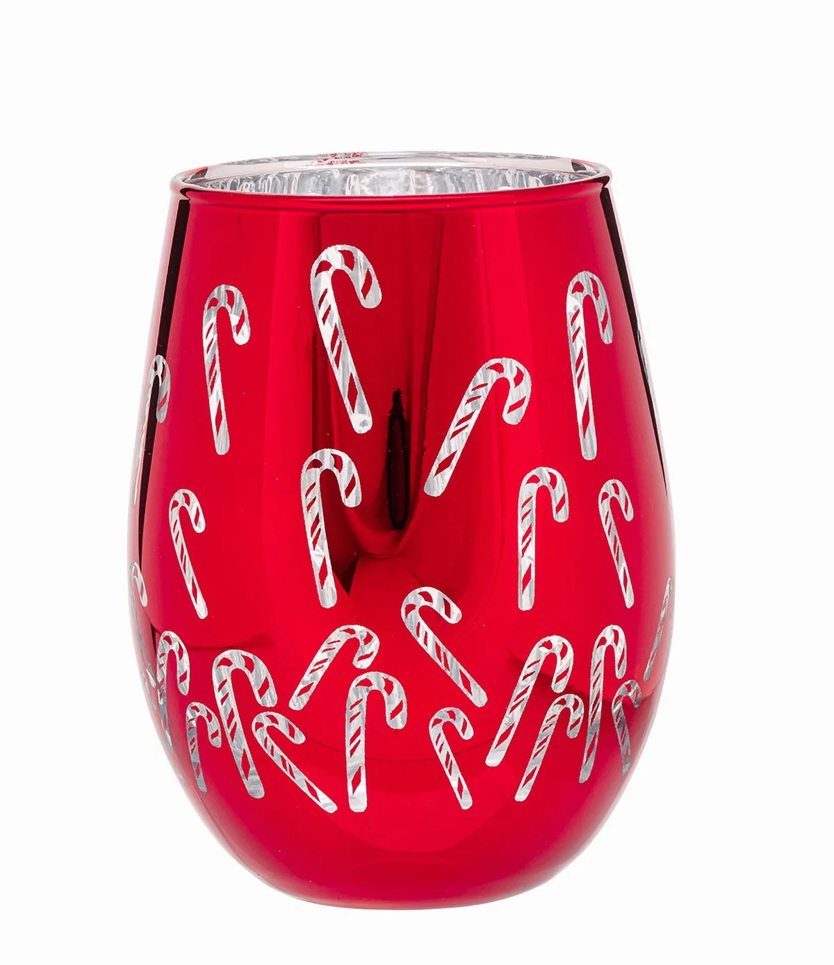 Holiday Time Two Tone Wine Stemless Candy Cane 17.5 OZ | Walmart (US)