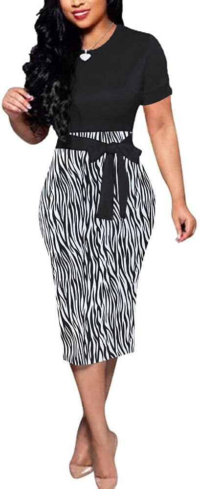 Nhicdns Women's Bodycon Dresses Midi Work Pencil Dress Tea Party Floral Print Dress Church Cockta... | Amazon (US)