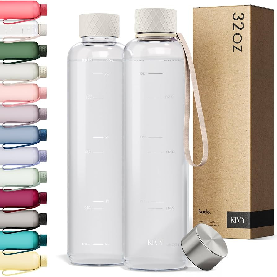 KIVY Slim Water Bottle 32oz [Lightweight & Shatterproof] Fits Backpack & Cupholder for Travel, Sp... | Amazon (US)