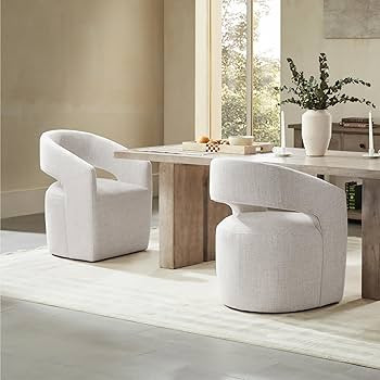 KISLOT Dining Chairs with Casters Upholstered Modern Armchair with Rollers for Diningroom Bedroom... | Amazon (US)