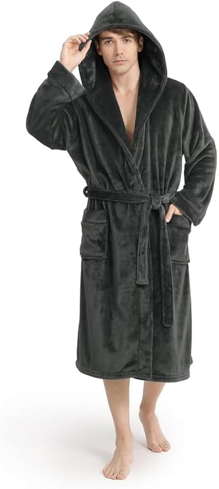 Yurhap Luxury Mens Robe with Hood, Ultra Cozy Fleece Bathrobe for Men, Plush Hooded Robe with Bel... | Amazon (US)