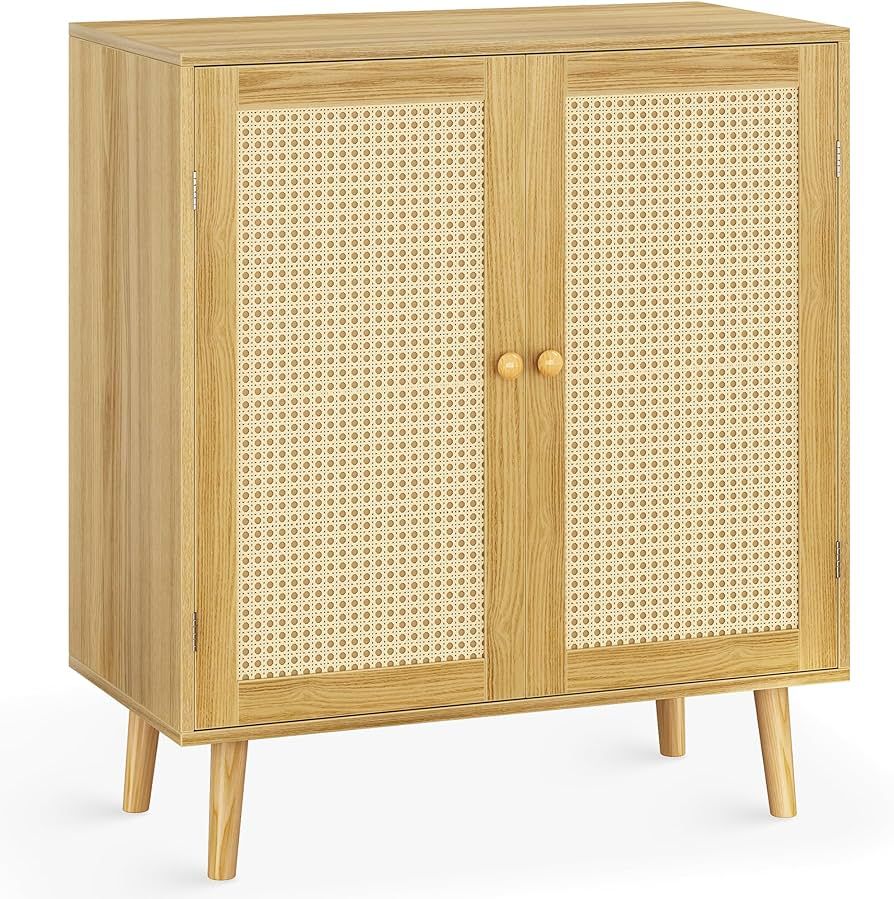 Amazon.com - Huuger Buffet Cabinet with Storage, Storage Cabinet with PE Rattan Decor Doors, Acce... | Amazon (US)