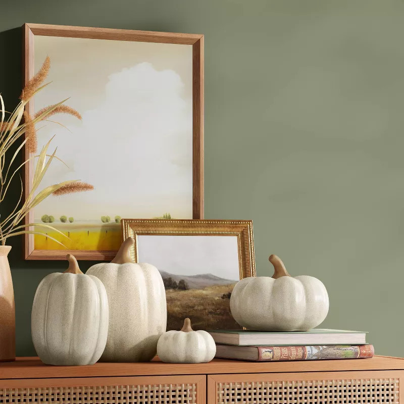 Small Ceramic Pumpkin Figurine Cream - Threshold™ | Target