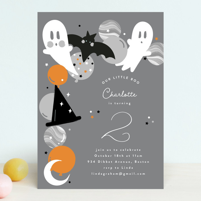 "Little Boo" - Customizable Children's Birthday Party Invitations in Pink by Corinne Malesic. | Minted