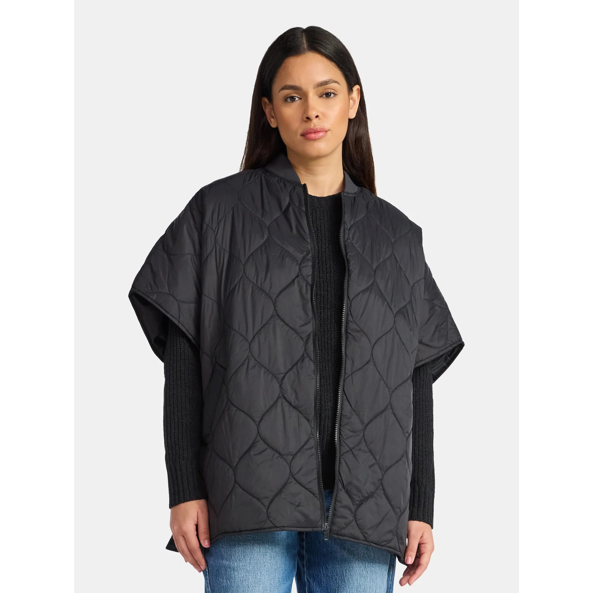 Time and Tru Women's Quilted Puffer, S/M, Black, Nylon | Walmart (US)