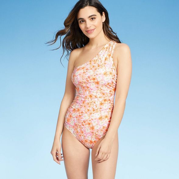 Women's One Shoulder High Coverage One Piece Swimsuit - Kona Sol™ | Target