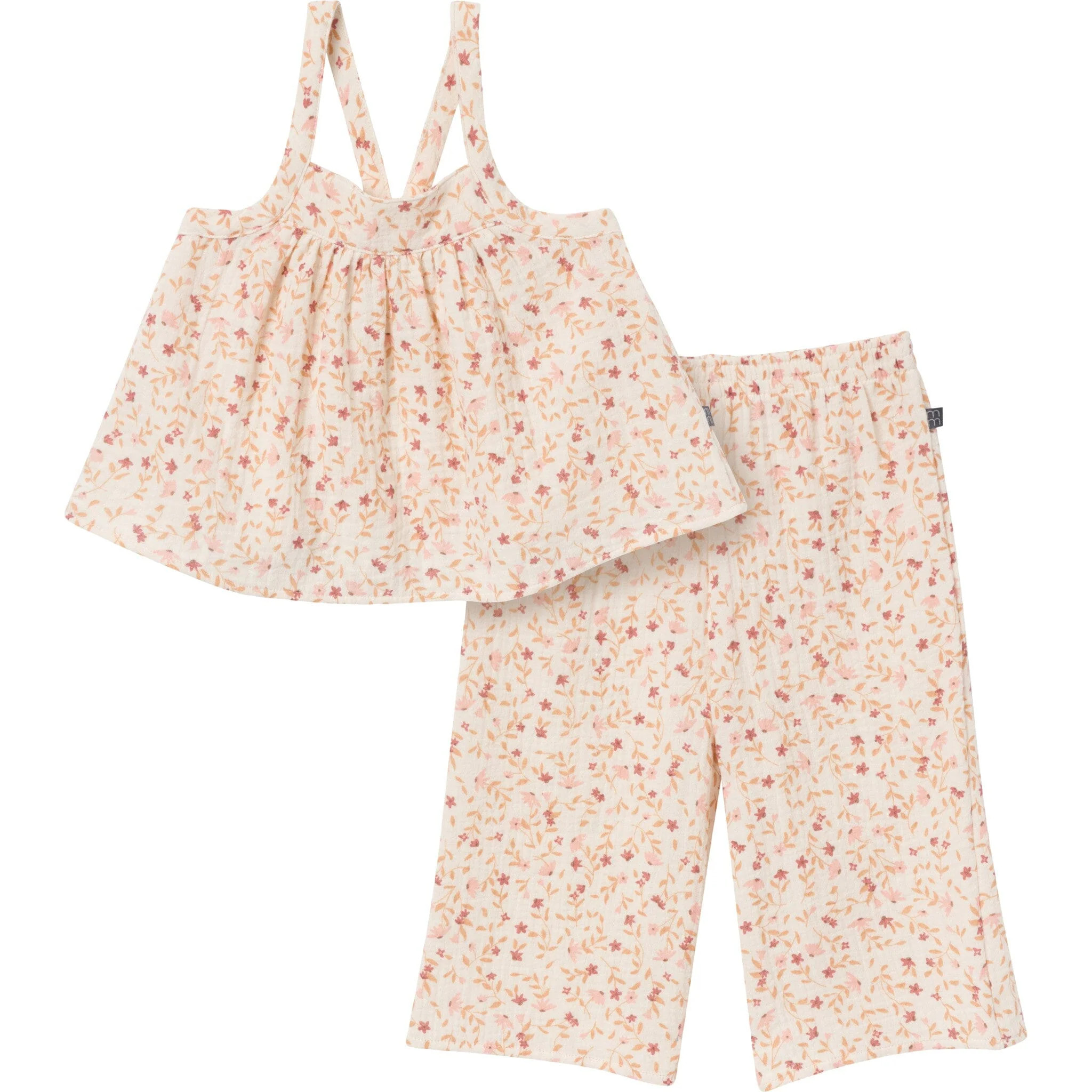 2-Piece Infant & Toddler Girls Beige Vine Floral Cropped Pants Set | Gerber Childrenswear