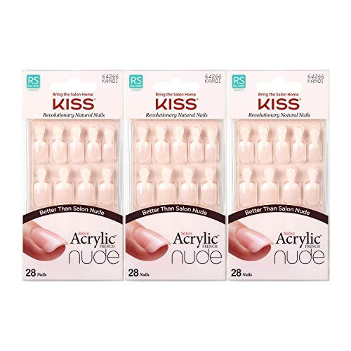 Kiss Salon Acrylic Nude French Nails 28 Count (Breathtaking) (3 Pack) | Amazon (US)