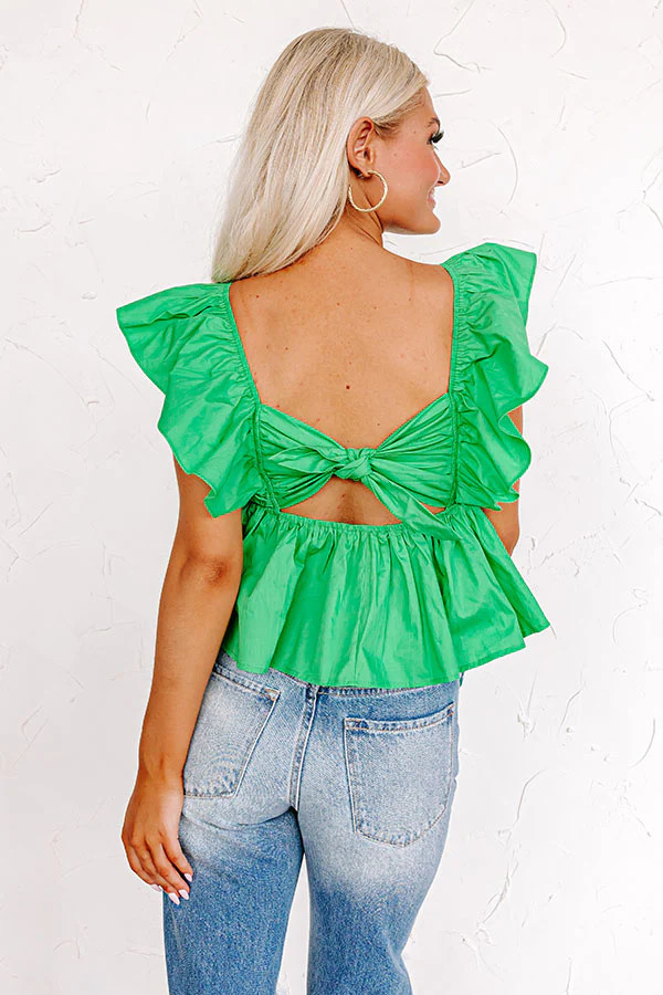 Stay Here Awhile Peplum Top In Kelly Green | Impressions Online Boutique