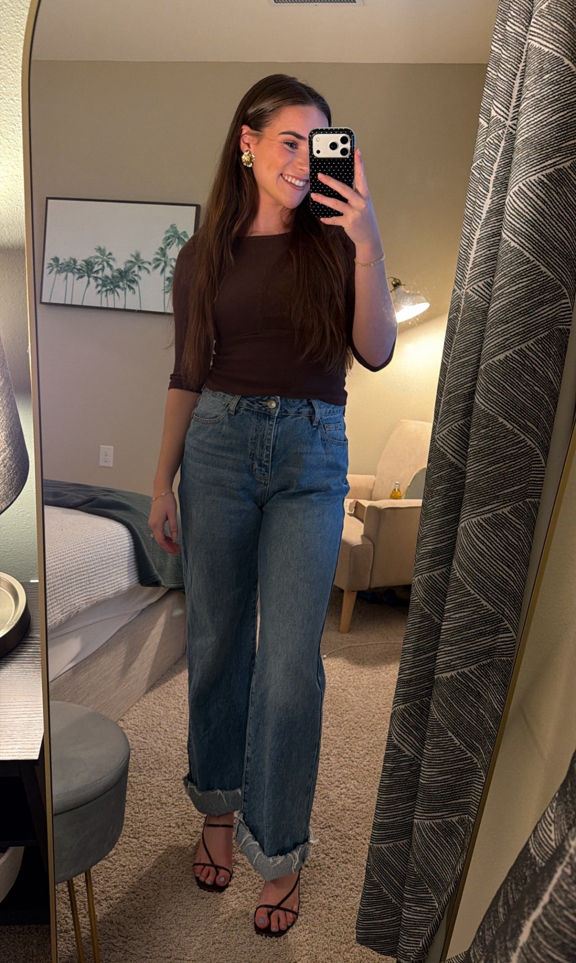 date night ootd in princess Polly🤎
wearing a size 6 in both the jeans and top! 

#LTKgrwm #LTKootd
