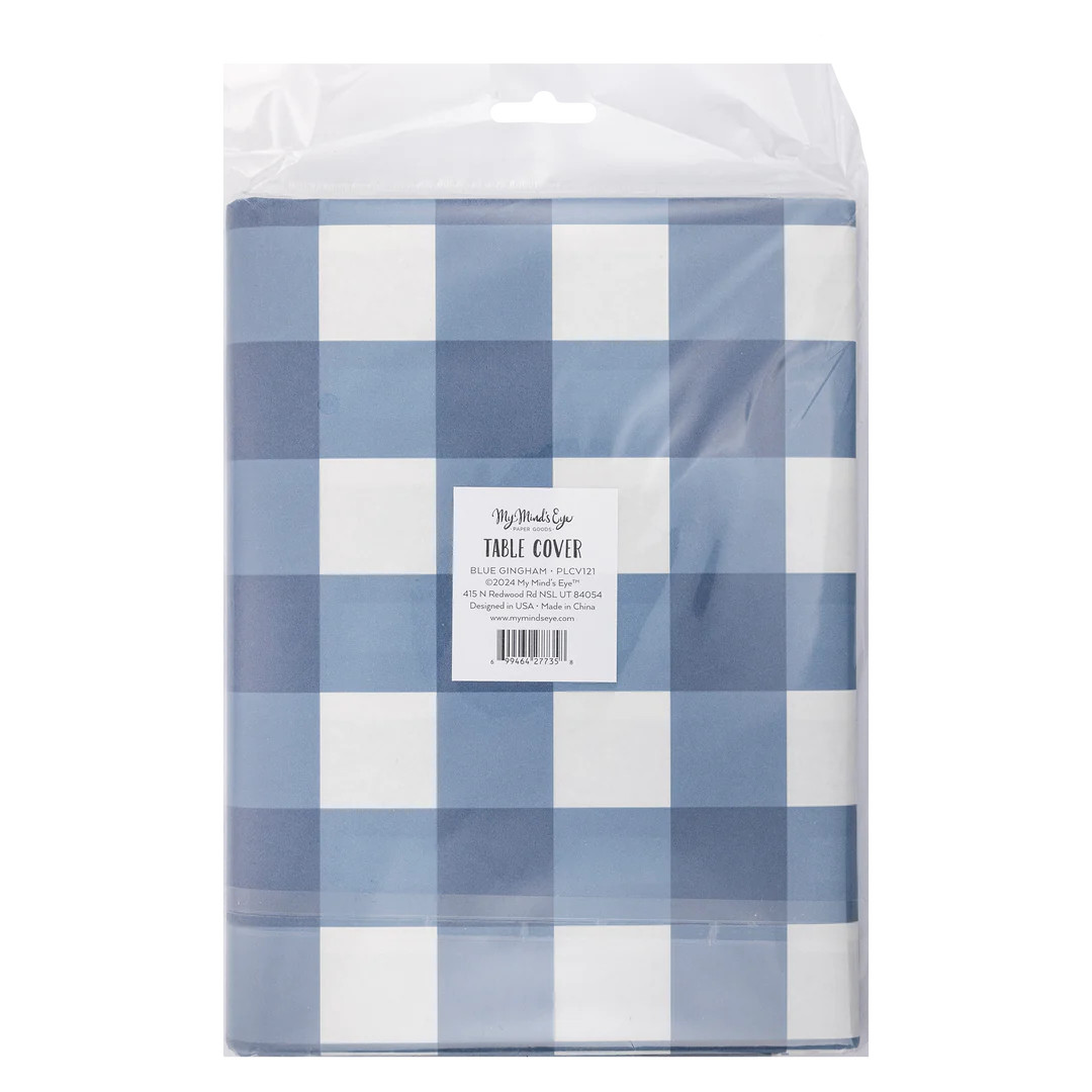 Blue Gingham Paper Table Cover | My Mind's Eye