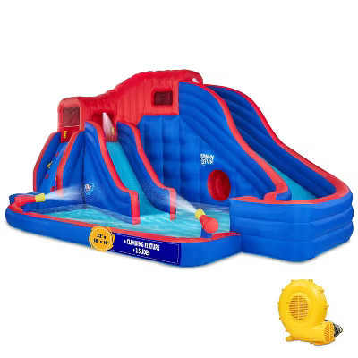 Sunny & Fun Deluxe Adventure Inflatable Water Slide Park with Climbing Wall, 2 Slides & Splash Pool | Target