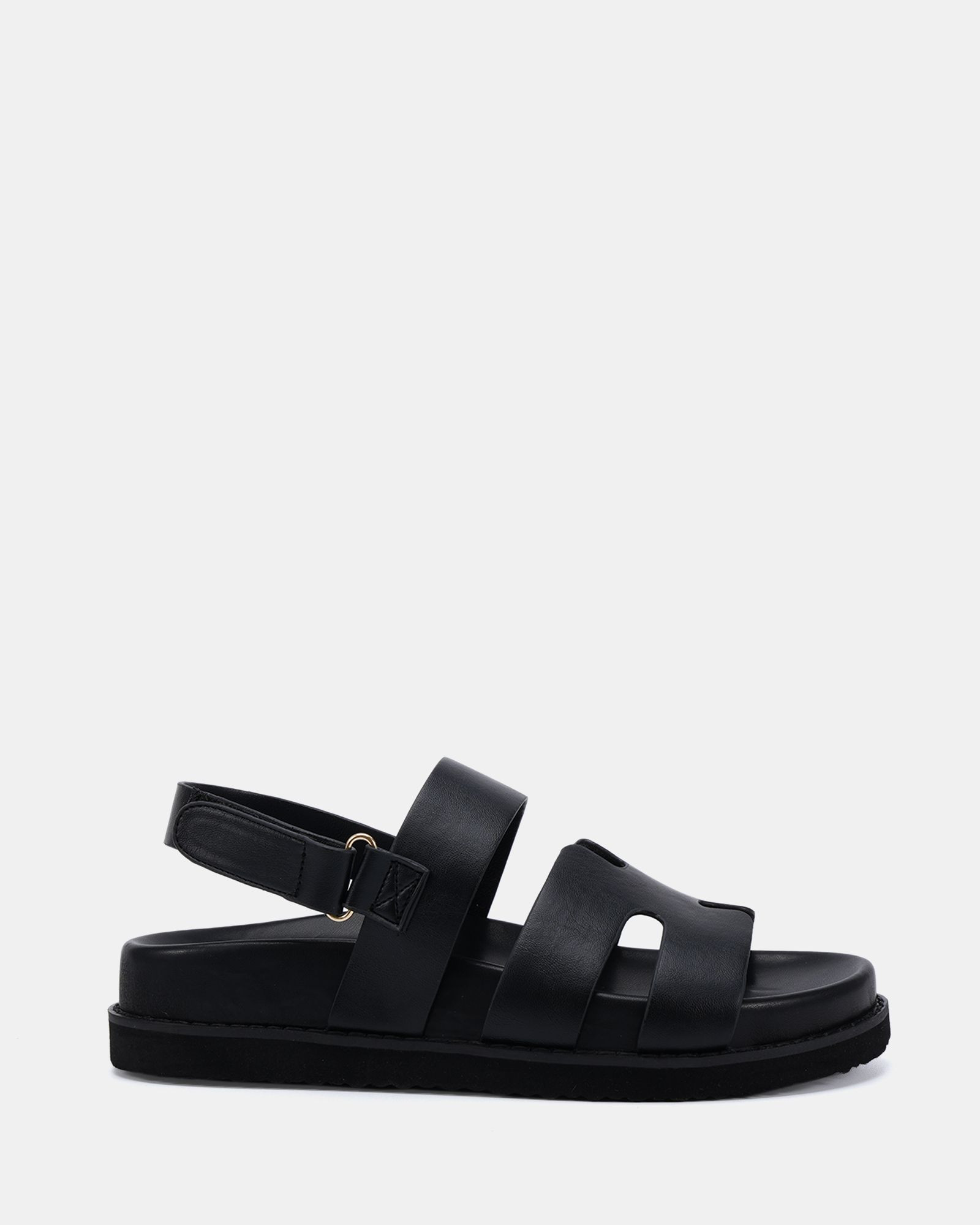 TARQUIN BLACK Flat Sandals | Novo Shoes