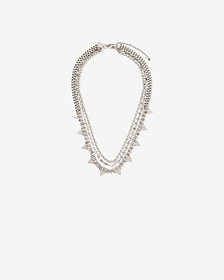 Three Row Rhinestone Triangle Necklace | Express